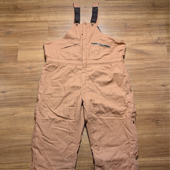 Key Duck Canvas Quilted Lined Bib Overalls Pants Mens 2XL Pockets Brown - Picture 1 of 14